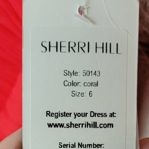 NWT Sherri Hill Rhinestone Halter Gown, Style # 50143 in Coral, Sz 6 - Picture 6 of 9